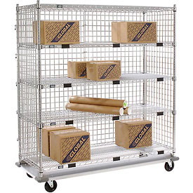 558823A Enclosed Wire Exchange Truck 5 Wire Shelves, 1000 lbs - Chrome