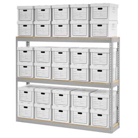 Picture of Global Industrial 130100 Record Storage Open with Boxes&#44; 72 x 15 x 60 in. - Gray