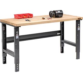 Maple Butcher Block Square Edge Workbench - Black