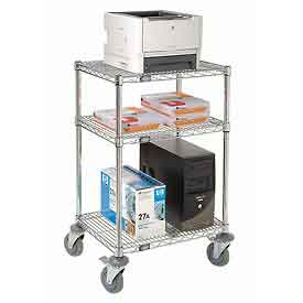 3-Shelf Mobile Wire Printer Stand - Chrome - 24 x 18 x 39 in.
