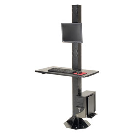Picture of Global Industrial 239134BK 81 in. Stationary Floor Mount Orbit Computer Station with Vesa LCD Mount - Black