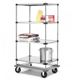 Picture of Global Industrial 242004 Nexel Stainless Steel Shelf Truck with Dolly Base&#44; Gray&#44; 36 x 18 x 70 in. - 1600 lbs
