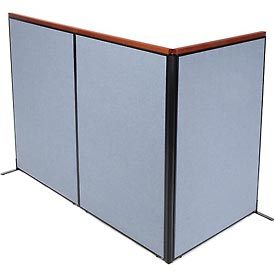Picture of Global Industrial 695083BL Deluxe Freestanding 3-Panel Corner Room Divider Panels&#44; Blue&#44; 48.25 x 73.5 in.