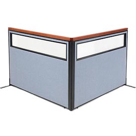 Picture of Global Industrial 695098BL Deluxe Freestanding 2-Panel Corner Divider with Partial Window&#44; Blue - 60.25 x 43.5 in.