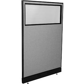 Office Partition Panel with Partial Window & Raceway - Gray - 48.25 x 76 in.