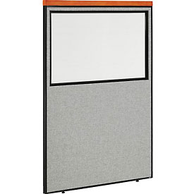 Deluxe Office Partition Panel with Partial Window - Gray - 48.25 x 73.5 in.