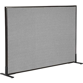 Freestanding Office Partition Panel - Gray - 60.25 x 42 in. - Flame Retardant