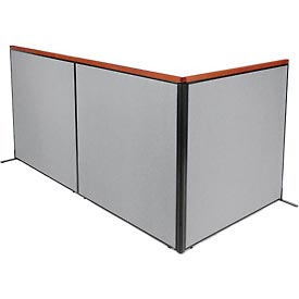 Picture of Global Industrial 695154GY Deluxe Freestanding 3-Panel Corner Room Divider&#44; Gray - 60.25 x 61.5 in.