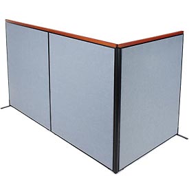 Picture of Global Industrial 695155BL Deluxe Freestanding 3-Panel Corner Room Divider&#44; Blue - 60.25 x 73.5 in.