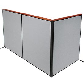 Picture of Global Industrial 695155GY Deluxe Freestanding 3-Panel Corner Room Divider&#44; Gray - 60.25 x 73.5 in.