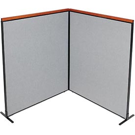 Picture of Global Industrial 695158GY Deluxe Freestanding 2-Panel Corner Room Divider&#44; Gray - 60.25 x 73.5 in.