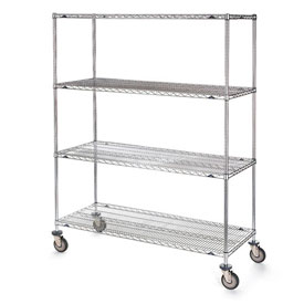 Stainless Steel Wire Shelf Truck - Silver - 72 x 24 in. - 4 Shelves - NSF Listed