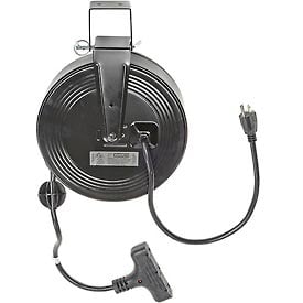 SL-801 Black Triple Tap Extension Cord, Retractable Reel, 30 ft. - 14 by 3 GA -  Bayco products