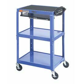 Steel Mobile Workstation Cart with Slide Out keyboard & Mouse Shelf - Blue