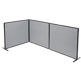 Picture of Global Industrial 695052GY Freestanding 3-Panel Corner Room Divider&#44; Gray - 48.25 x 42 in.