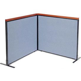 Picture of Global Industrial 695075BL Deluxe Freestanding 2-Panel Corner Room Divider with Panels&#44; Blue - 48.25 x 43.5 in.