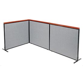 Picture of Global Industrial 695081GY Deluxe Freestanding 3-Panel Corner Room Divider with Panels&#44; Gray - 48.25 x 43.5 in.