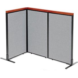 Picture of Global Industrial 695087GY Deluxe Freestanding 3-Panel Corner Room Divider with Panels&#44; Gray - 24.25 x 43.5 in.
