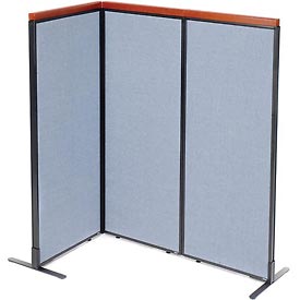 Picture of Global Industrial 695088BL Deluxe Freestanding 3-Panel Corner Room Divider with Panels&#44; Blue - 24.25 x 61.5 in.