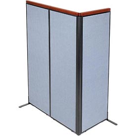 Picture of Global Industrial 695089BL Deluxe Freestanding 3-Panel Corner Room Divider with Panels&#44; Blue - 24.25 x 73.5 in.