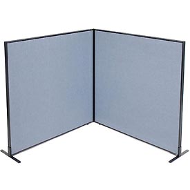 Picture of Global Industrial 695107BL Freestanding 2-Panel Corner Room Divider&#44; Blue - 60.25 x 60 in.