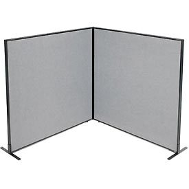 Picture of Global Industrial 695107GY Freestanding 2-Panel Corner Room Divider&#44; Gray - 60.25 x 60 in.