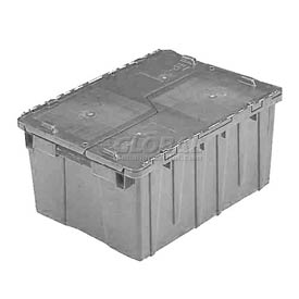 Attached Lid Container, 4.48 gal Volume Cap., 15 1/4 in L, 10 7/8 in W, 9 7/8 in H, Plastic, Gray
