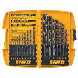 DW1167 Drill Bit Set, Black Oxide - 17 Pieces, 0.062 - 0.50 in. Split Point Bits