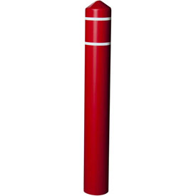 1735RWS Smooth Bollard Post Sleeve with Reflective White Strips, 4 in. - Red