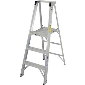 Ladder P373 3 ft. Type 1A Aluminum Platform Ladder - Gray
