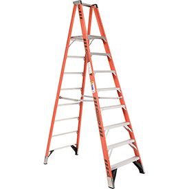 Ladder P7408 8 ft. Fiberglass Platform Step Ladder - 375 lbs Capacity, Orange -  Werner
