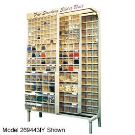 Gondola Free Standing Slider System with 56 Variety Bins - White