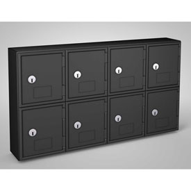 Picture of United Visual Products UVQ1048 Cell Phone Locker 8 Door with Key Lock&#44; Black - 22 x 4 x 12.5 in.