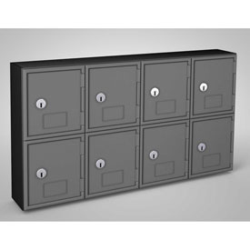 Picture of United Visual Products UVQ1052 Cell Phone Locker 8 Door with Key Lock&#44; Black & Grey - 22 x 4 x 12.5 in.