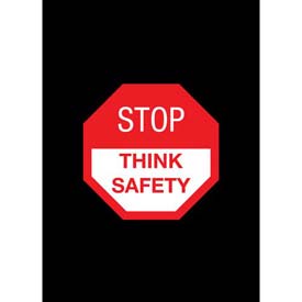 194STS35BL NoTrax Safety Message Mat 194 Stop Think Safety, Black - 3 x 5 in.