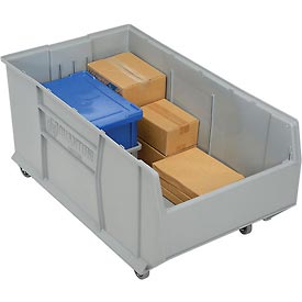 Mobile Storage Bin, Polypropylene, Gray, 17 1/2 in H, 23 7/8 in W, 41 7/8 in L