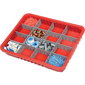 DG93030RD 22.5 x 17.5 x 3 in. Plastic Dividable Grid Container, Red - Pack of 6