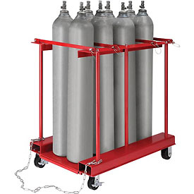 Mobile Forkliftable 8 Cylinder Storage Caddy - Red