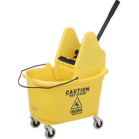 Mop Bucket and Wringer Combination, Yellow, Plastic