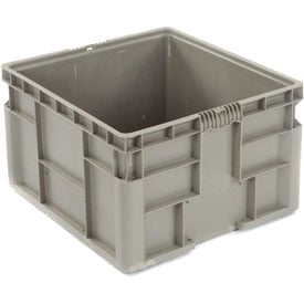 Solid Straight Wall Storage Container, 24 in L x 22-1/2 in W x 14-1/2 in H, Gray, Polyethylene