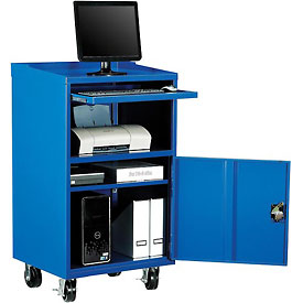 694561BLA 27 x 24 x 49.25 in. Mobile Computer Cabinet, Blue