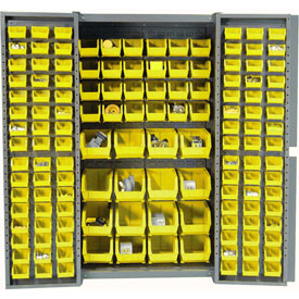 16 Gauge Cabinet with 136 Yellow Bins - Gray