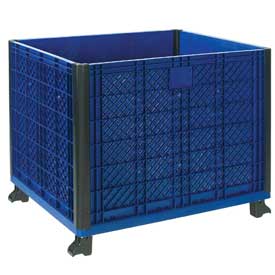 Stakable Bulk Container w/ Collapsible Solid Wall, 39-1/4L x 31-1/2W x 29H