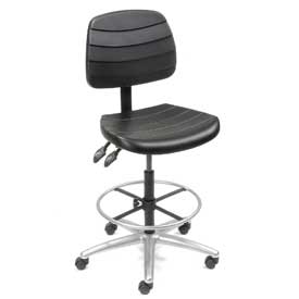 250612 5 Way Adjustable Polyurethane Shop Stool, Black -  Global