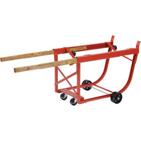 Heavy Duty Rotating Drum Cradle with Wood Handles & Steel Wheels