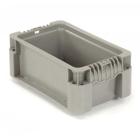 Solid Straight Wall Storage Container, 12 in L x 5 in H, Gray, Polyethylene