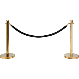 EK-D2-BK 59 in. Black Velour Rope with Ends for Portable Gold Post