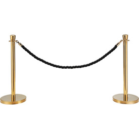 Black Vinyl Braided Rope - 59 in. - Portable Crowd Control Barrier