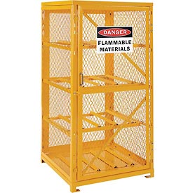 Global Industrial 270253 Cylinder Storage Cabinet with Single Door Horizontal, Yellow - Capacity 8 lbs
