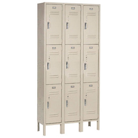 12 x 15 x 24 3 Tier Paramount Locker with 9 Door Assembled - Tan